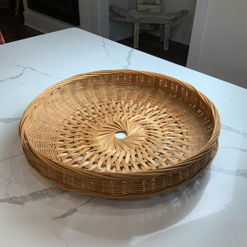Vintage Hand-Woven Wicker Straw Basket | 14" Diameter | Rustic Home Decor